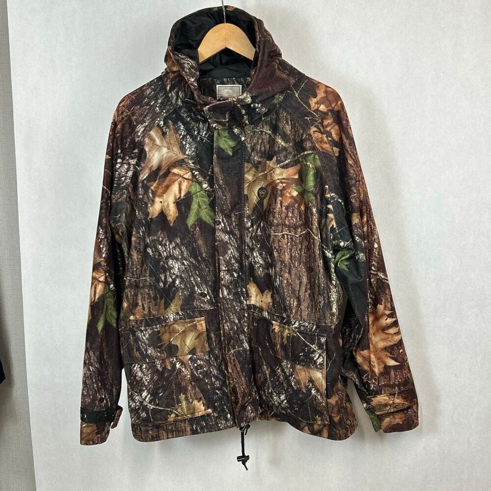 10X Camo Lightweight Outdoors Jacket Mens Sz Large 42-44 Hood Pockets